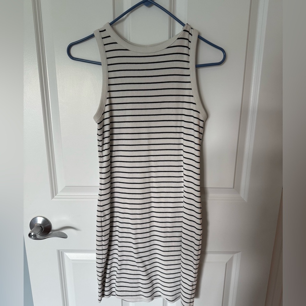 A New Day Black and White Halter Sheath Midi Dress